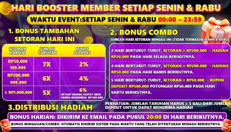 HARI BOOSTER MEMBER SETIAP SENIN & RABU